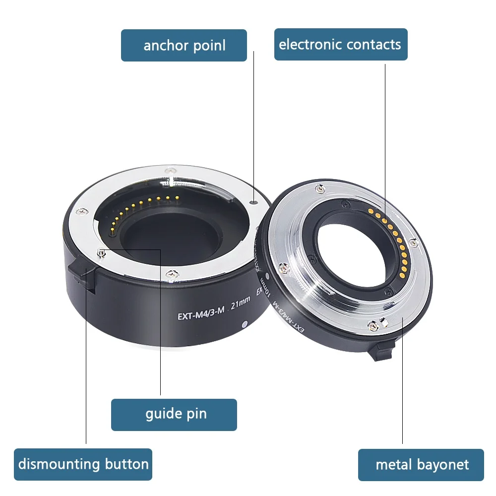 Mcoplus anillo de tubo de extensión Macro de enfoque automático de Metal para Panasonic Lumix Olympus M4/3 montaje EM1 EM5 EM10 II III GH5 G85 GX9 G7 G9