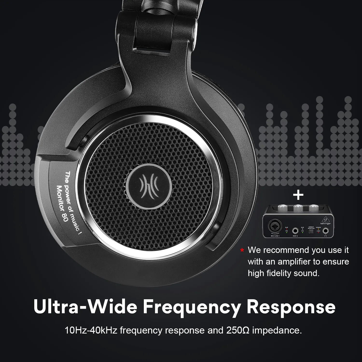 Oneodio Monitor 80 auriculares abiertos con cable sobre la oreja 250Ω auriculares HiFi audiófilos Audio de alta resolución auriculares de estudio profesionales