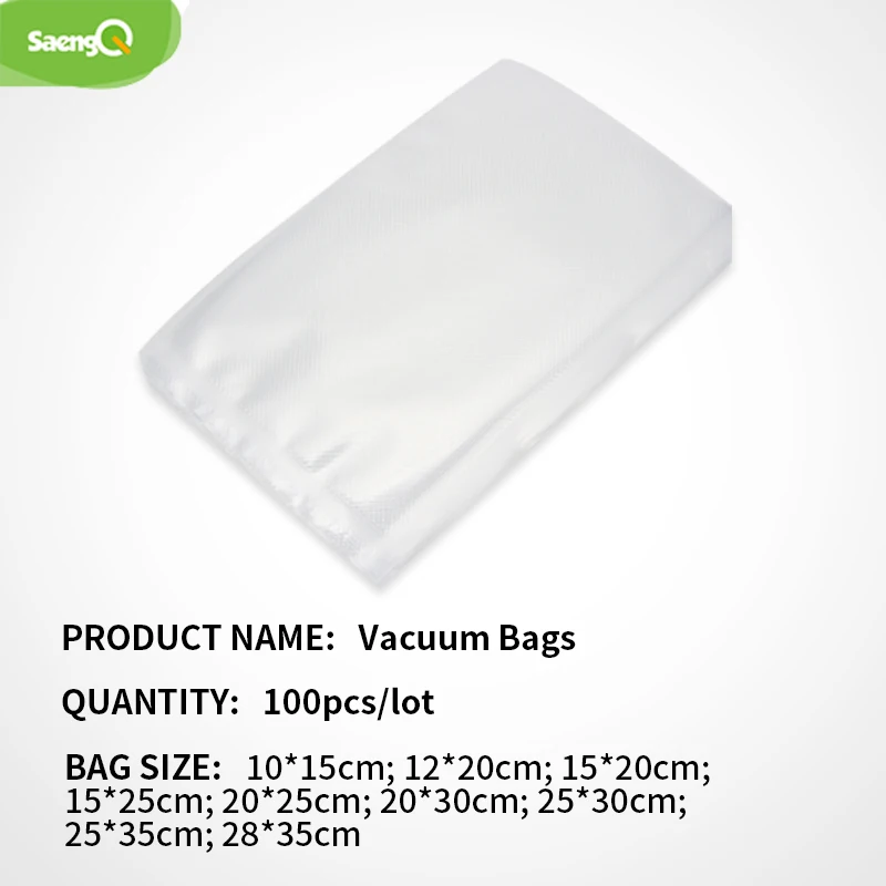 SaengQ bolsas de vacío de cocina para sellador al vacío de alimentos, máquina de embalaje, bolsa de almacenamiento de alimentos, accesorios de cocina sin BPA, 100 unids/lote