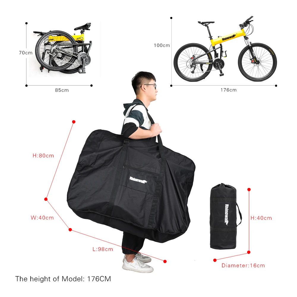 Rhinowalk-Bolsa de transporte para bicicleta plegable de 26 pulgadas, estuche portátil para ciclismo, accesorios de viaje, caja de bicicleta
