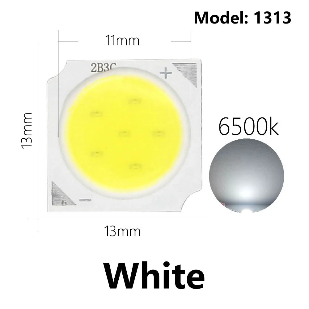 10 unidades de chips LED COB de 3W/5W/7W/10W, fuente de luz LED de 13mm para bombillas LED, lámparas, focos, luces empotradas y diodos LED