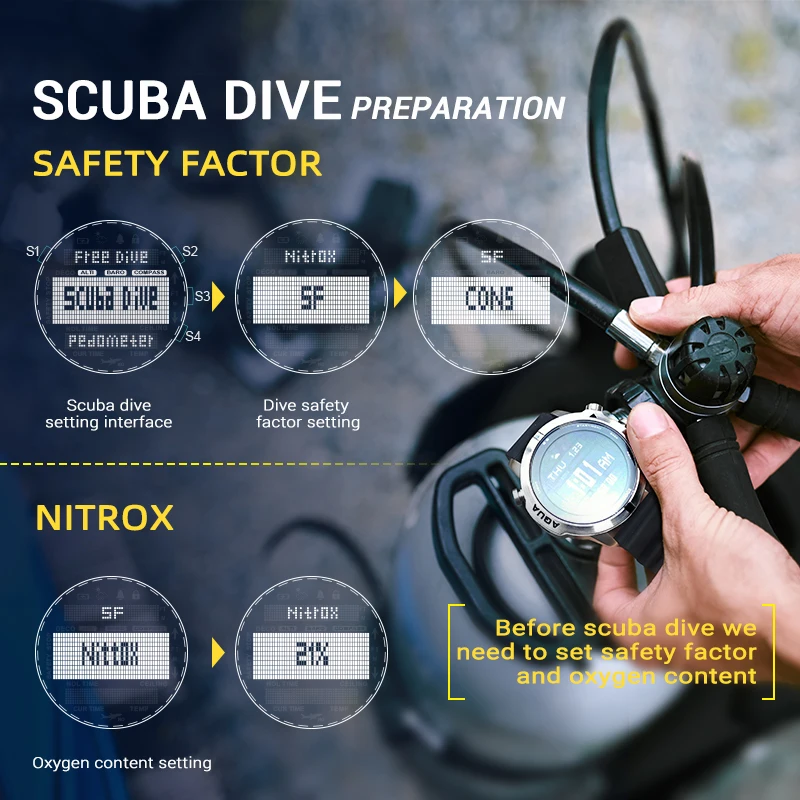 NORTH EDGE Reloj inteligente para hombre Reloj de buceo profesional para computadora Buceo NDL (sin tiempo Deco) 50M Altímetro Barómetro Brújula Nuevo