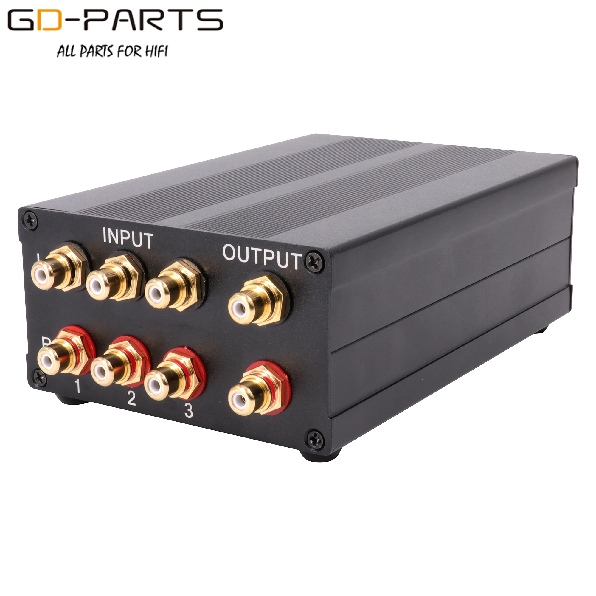 Interruptor cambiador Selector de fuentes de señal de Audio de 3 vías, 1:3 1:4, divisor de chasis de aluminio chapado en oro RCA, conectores WBT, soldadura de cable de PTFE