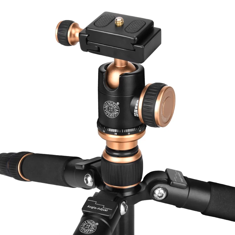 QZSD Q166 Trípode Plegable Ligero y Corto de Aleación de Aluminio, Mini Trípode Portátil para Todas las Cámaras DSLR, Teléfonos Móviles Inteligentes