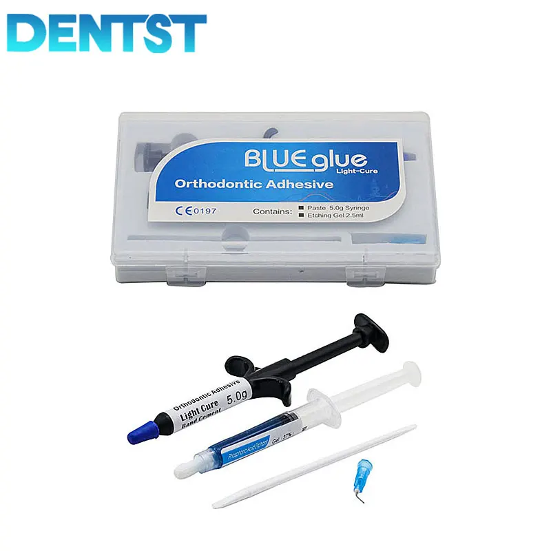 Kit de pegamento de soportes de curado ligero adhesivo de ortodoncia Dental para soportes de ortodoncia sistema de unión directa pegamento azul
