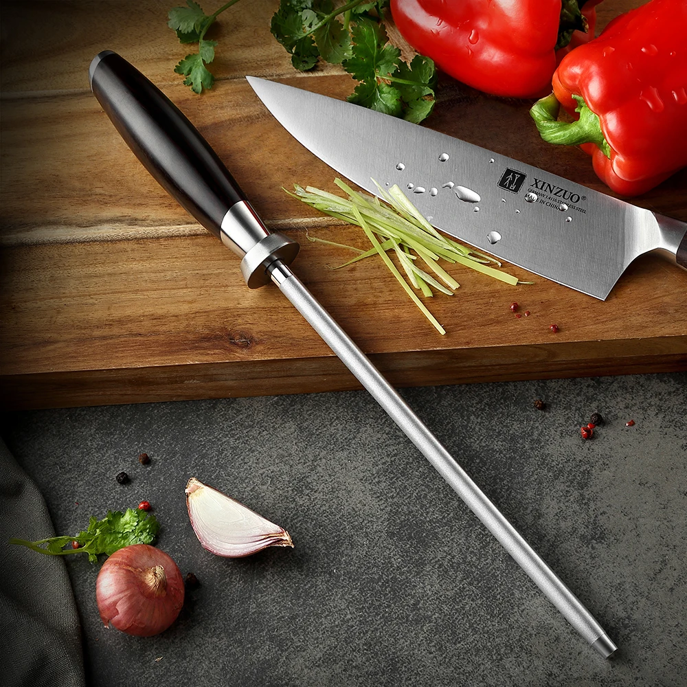 XINZUO-afilador de cuchillos de acero con alto contenido de carbono, varilla de afilado de diamante, asistente de cocina, Musat