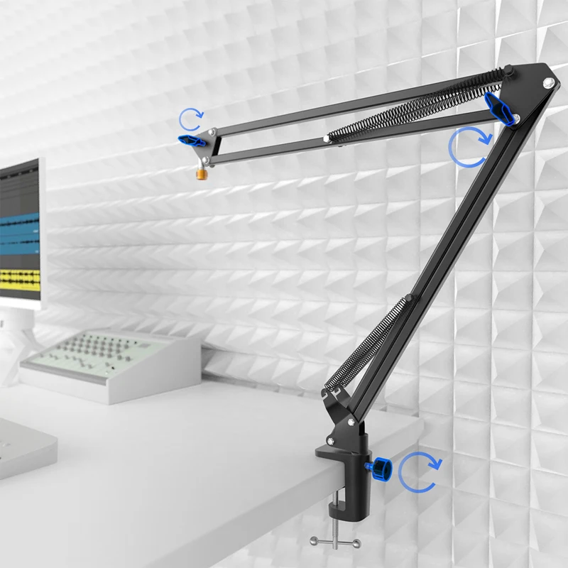 FIFINE Soporte de brazo de tijera con brazo de suspensión de micrófono ajustable para K688 K669 K670 K658 K678 K690, Ampligame A6V A8