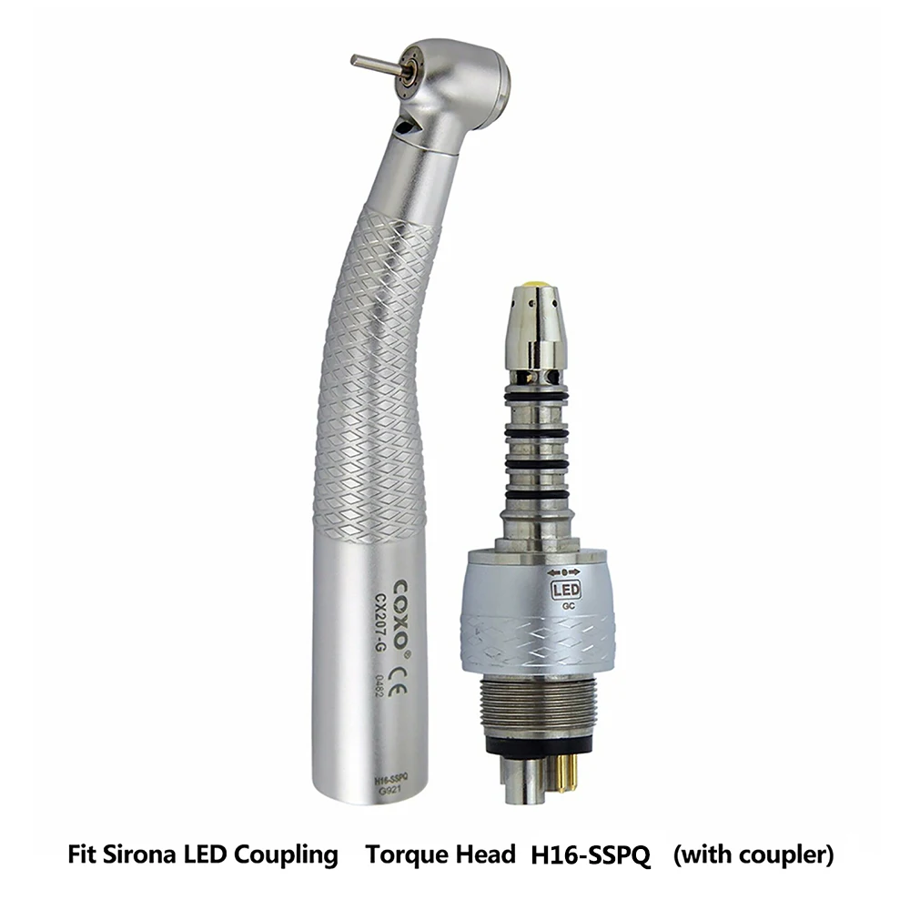 COXO Dental Pieza de mano de alta velocidad con fibra óptica LED CX207-G, Acoplamiento de turbina de aire, Acoplador/adaptador M6, Herramientas de Odontología YUSENDENT