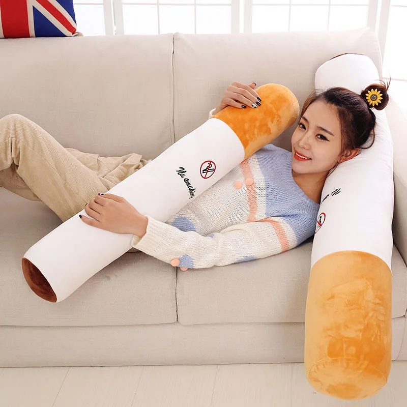 30-110cm creativo fumar cojín cilíndrico para dormir almohada para cigarrillos juguetes de peluche de sonrisa moda novio regalo de cumpleaños