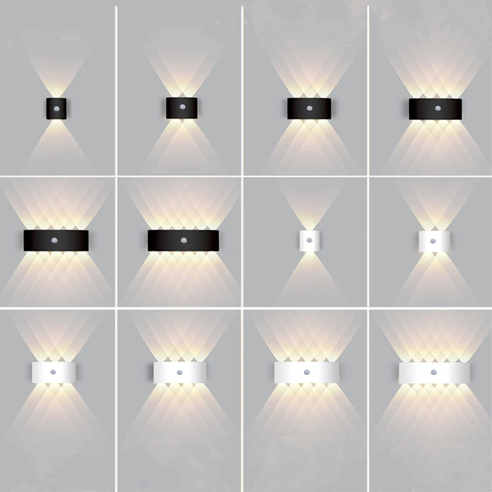 Lámpara de pared con Sensor de movimiento PIR, AC85-265V impermeable, iluminación de jardín para exteriores, luz LED de pared nórdica, decoración para sala de estar, dormitorio y escaleras