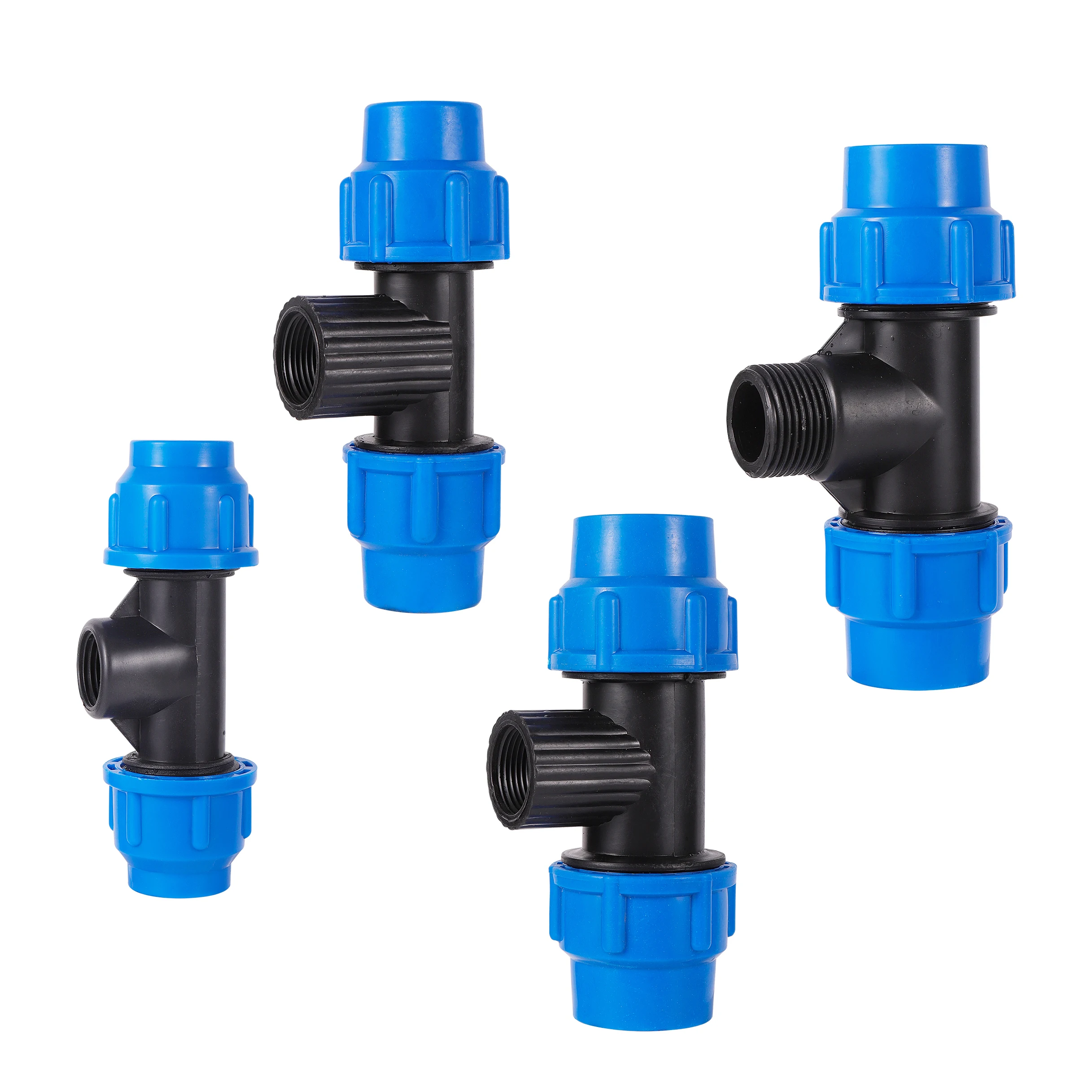 1 unidad de 1/2 "3/4" 1 "a 20mm 25mm 32mm tubo de PE bloqueado en T jardín microirrigación aspersor riego PE tubo conexión rápida Tee