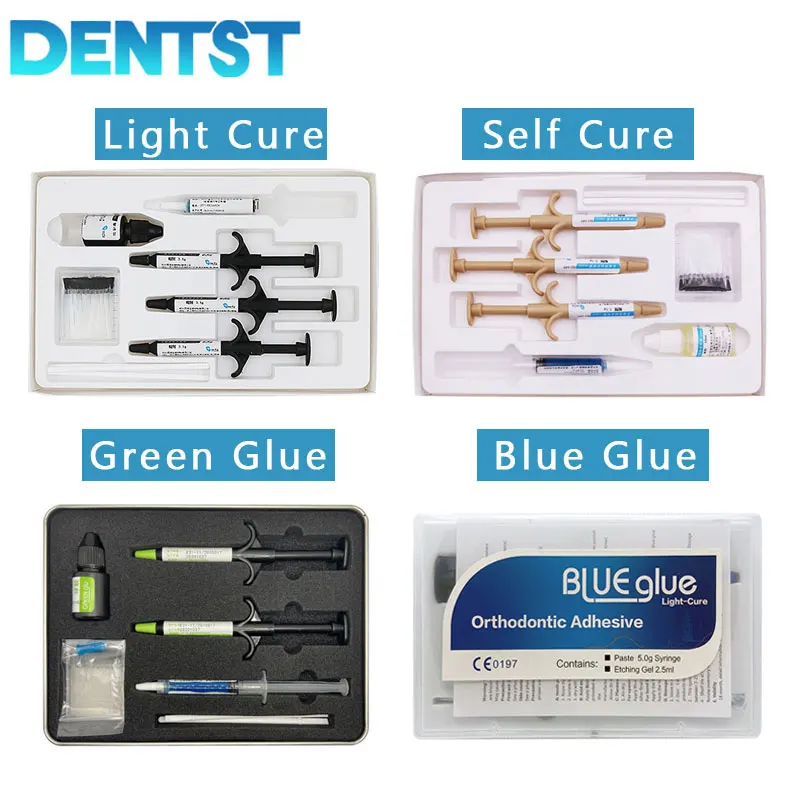 Kit de pegamento de soportes de curado ligero adhesivo de ortodoncia Dental para soportes de ortodoncia sistema de unión directa pegamento azul