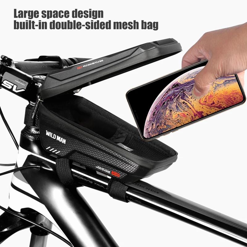 WILD MAN X2 bolsa de bicicleta EVA carcasa dura pantalla táctil impermeable bicicleta de carretera de alta capacidad bicicleta de montaña antivibración ciclismo