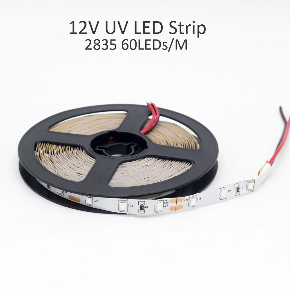 Tira de luces Led UV de 12V 5050 2835 SMD 395-405nm cinta de diodo LED de rayos ultravioleta lámpara de cinta Flexible púrpura para fluorescencia de DJ