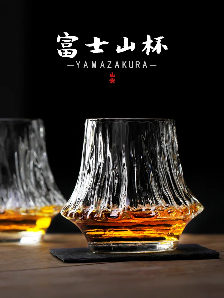 Liu Siyu-copa de vino de estilo japonés, vaso de Whisky con diseño de obras de arte limitado, hecho a mano, montaje de llama Fuji, Edo