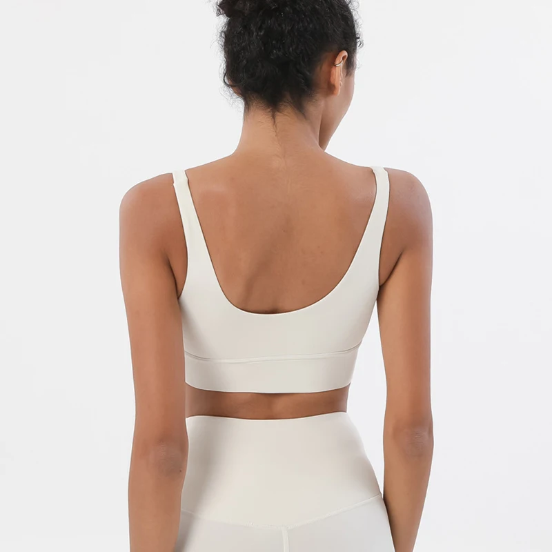 SOISOU-Sujetador de nailon para mujer, Top deportivo ajustado Sexy para gimnasio, ropa interior para Fitness, Yoga, almohadilla para el pecho, sujetador antivibración extraíble, 15 colores