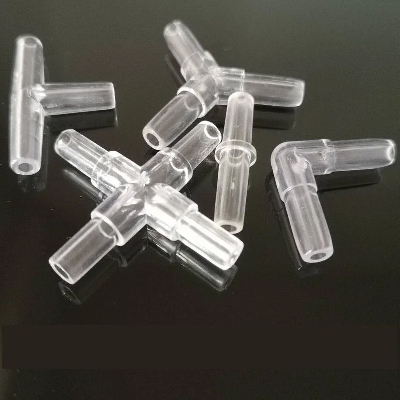 10 Uds. Conectores de tubos de aerolínea para acuario de 4mm, juntas de mangueras de válvula en línea de plástico, accesorios de bomba de aire en forma de T/Cruzado/codo/Y