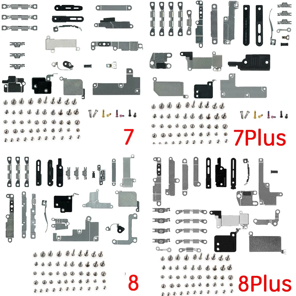 1 Juego de tornillos completos + soporte de Metal interior para iPhone 5S SE 6 6S 7 8 Plus X XR XSMAX 11 Pro Max dentro de piezas pequeñas de hierro 1 Juego