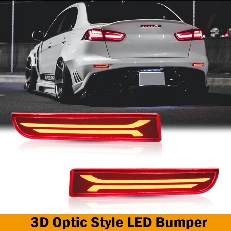 2x para Mitsubishi Lancer Evo X Outlander Reflector rojo trasero LED parachoques freno parada luz de marcha luces antiniebla luz de giro