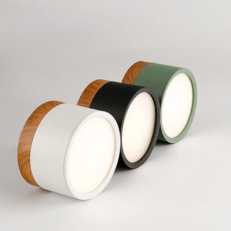 Lámpara LED de Techo Empotrada, 5W 7W 9W 12W 15W 18W, Regulable, Estilo Nórdico, Moderna, de Madera, para Decoración de Interiores