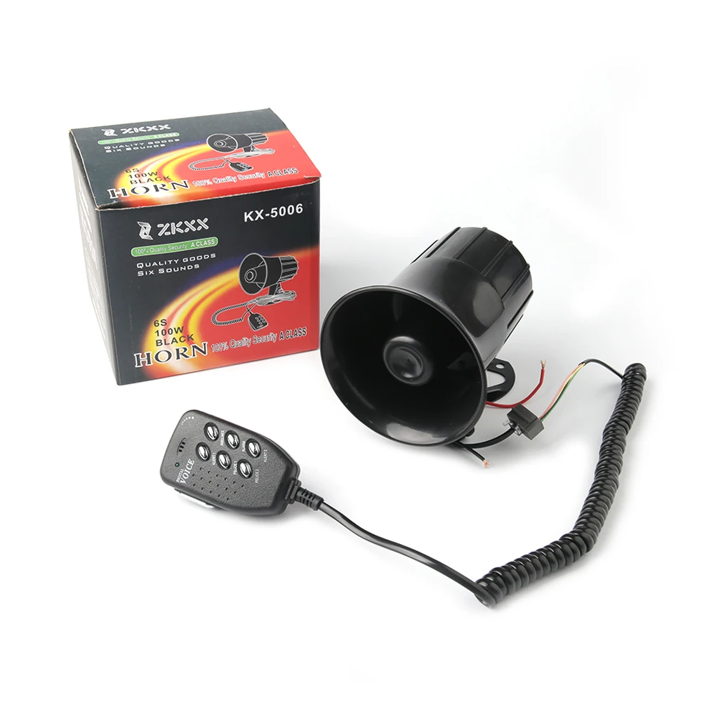 Sirena altavoz bocina de aire 125DB fuerte 6 sonidos alarma Claxon 12V para Auto coche motocicleta barco megáfono con micrófono voz Digital LB001