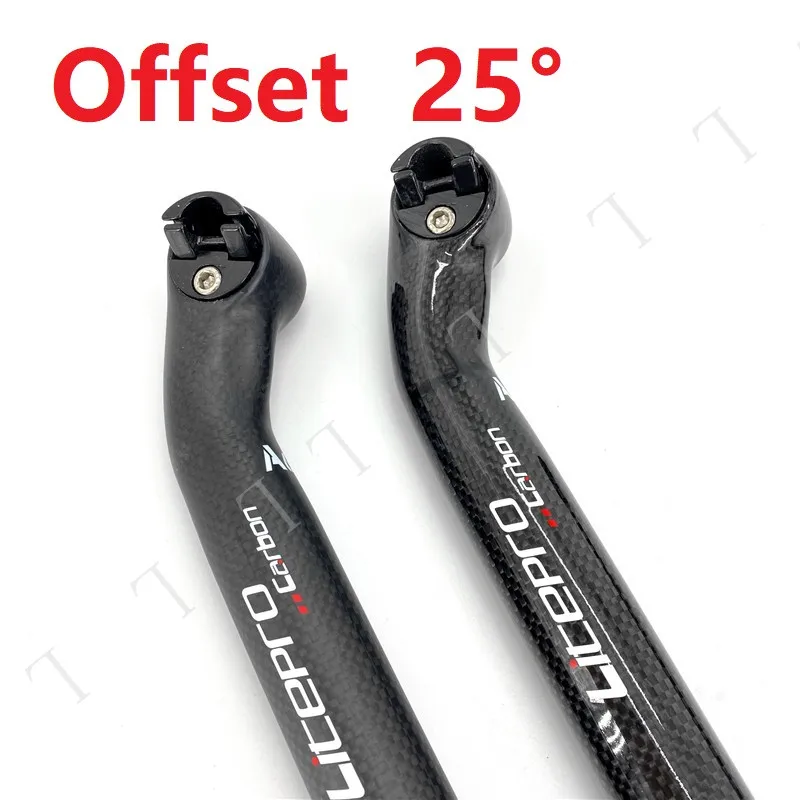 Litepro-tija de sillín de fibra de carbono A68, asiento de bicicleta plegable de 33,9mm, 580mm, Offset, 5/25 °, color negro mate brillante, BYA412