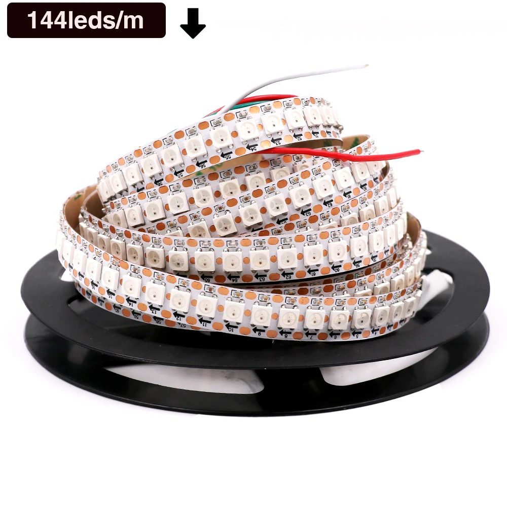 Tira de LED DC 5V WS2812B 30/60/144 Píxeles/m IP2 IP65, Lámpara Nocturna Inteligente con Circuito Integrado WS2812, Tira de Luz LED RGB 5050 de Color de Ensueño