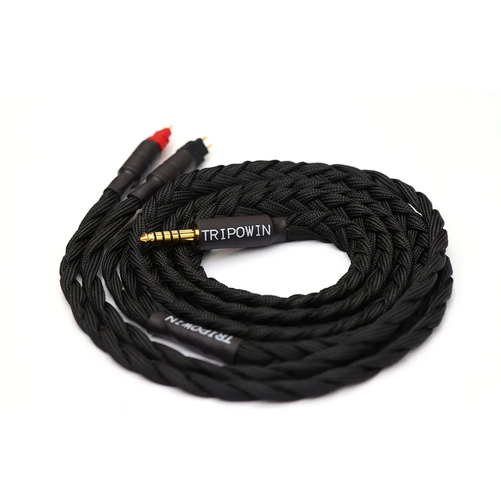 Preorden Tripowin GranVia 26AWG 36 hebras x 4 núcleos Cable de repuesto para auriculares hecho a mano para HD650 HD580 HD800 ANANDA negro