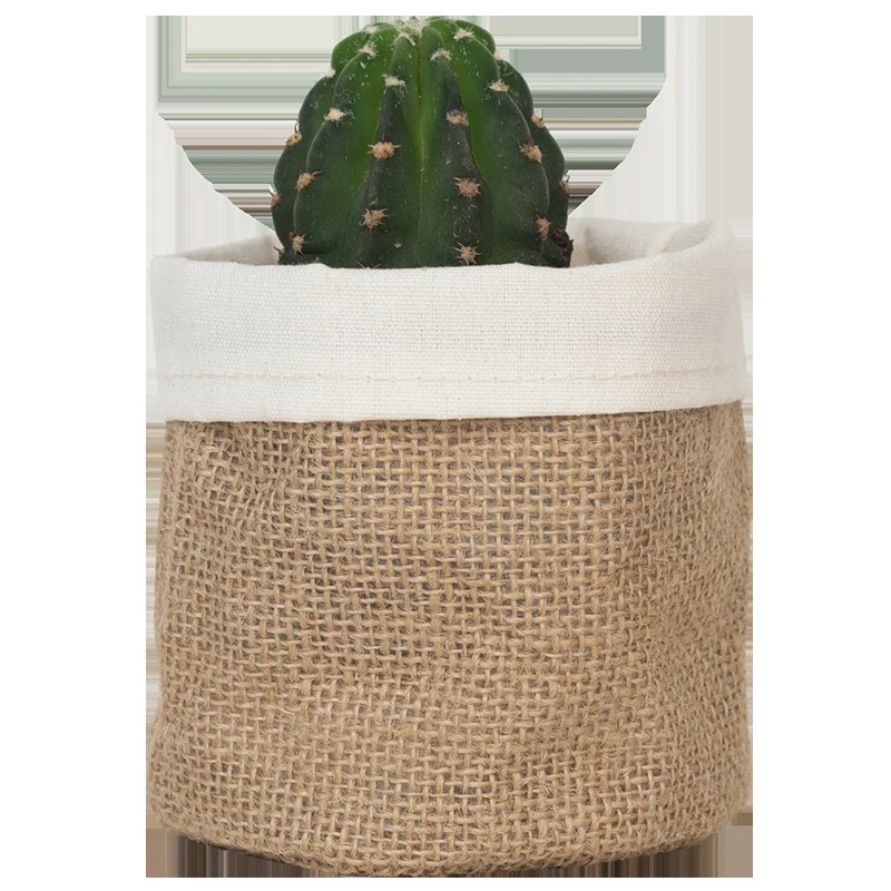 Cesta de flores de papel Kraft Retro para maquillaje de escritorio, cesta de almacenamiento de tela lavable, cubierta de maceta de flores, soporte para bolígrafos, suministros para el hogar