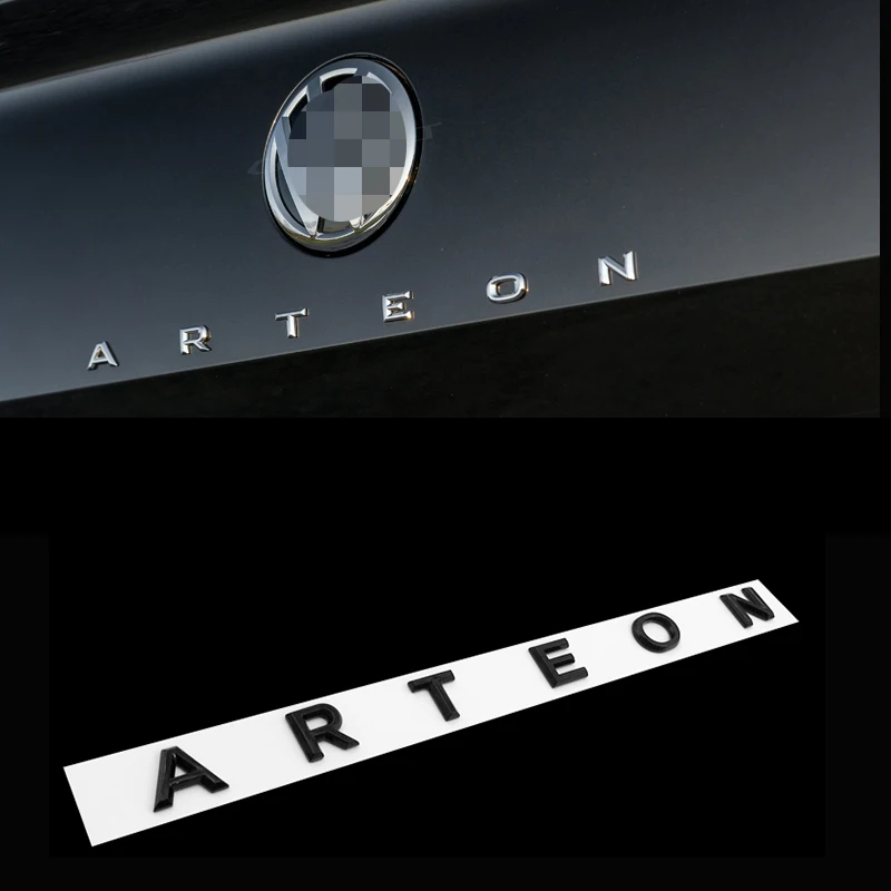 Logotipo de letra de fuente 3D para VW CC Arteon, estilo de coche, logotipo de maletero modificado, insignia negra, pegatina, accesorios de decoración de coche