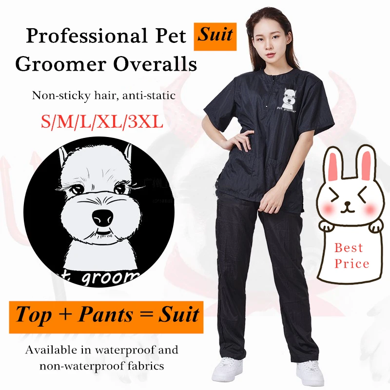 Traje de peluquero para mascotas, uniforme impermeable, corte de pelo para mascotas, transpirable, suave, conjunto de monos de esteticista, bata Pro Groomer G0708, S/M/L/XL/3XL