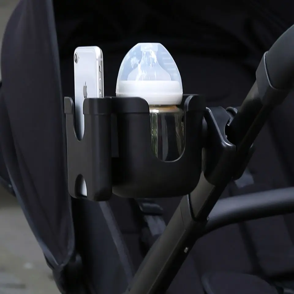 Portavasos para cochecito, soporte para teléfono, soporte para botella de leche para salida, diseño antideslizante, accesorios universales para cochecito de bebé