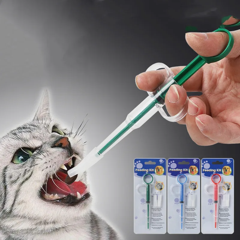 Jeringa para mascotas, alimentador de medicina para perros y gatos, tableta para píldoras, pistola, dispensador de empuje, agua, leche, Kit de alimentador para cachorros, 1 unidad