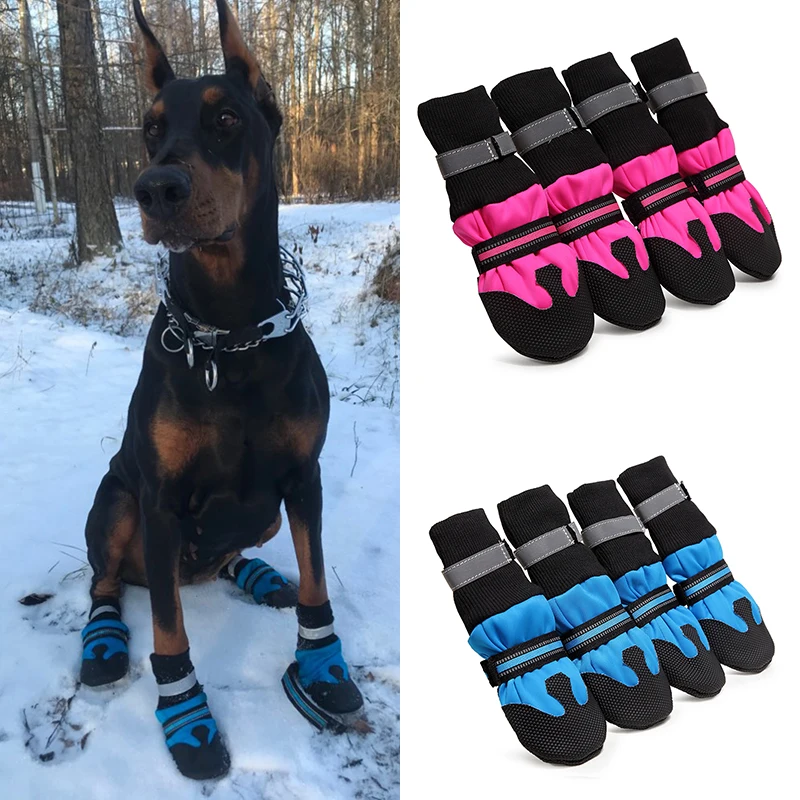 Zapatos altos reflectantes para perros medianos y grandes, botas antideslizantes impermeables para Mascotas, Doberman, Galgo, suministros para Mascotas