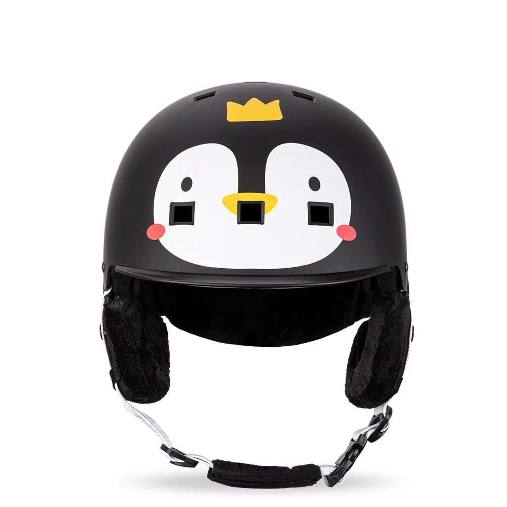 COPOZZ-casco de esquí de dibujos animados para niños, protección de seguridad moldeada integralmente para esquí al aire libre, equipo de esquí