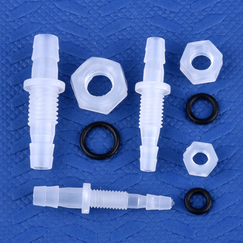 5 ~ 200 Uds M6 ~ M10 a 3 ~ 8mm PP conector directo de pagoda con tuerca ​ Adaptador de bomba de aire para tanque de acuario con junta tórica, junta de manguera de placa pasante