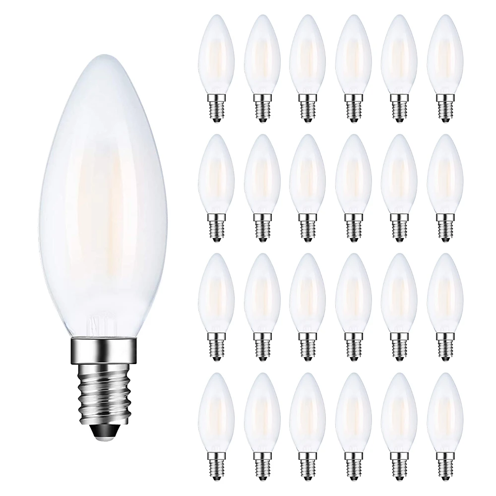 Bombilla LED Retro de Filamento C35, 4W 6W, Acabado Esmerilado, E12 E14, Regulable, Luz Cálida 2700k, para Lámparas de Araña