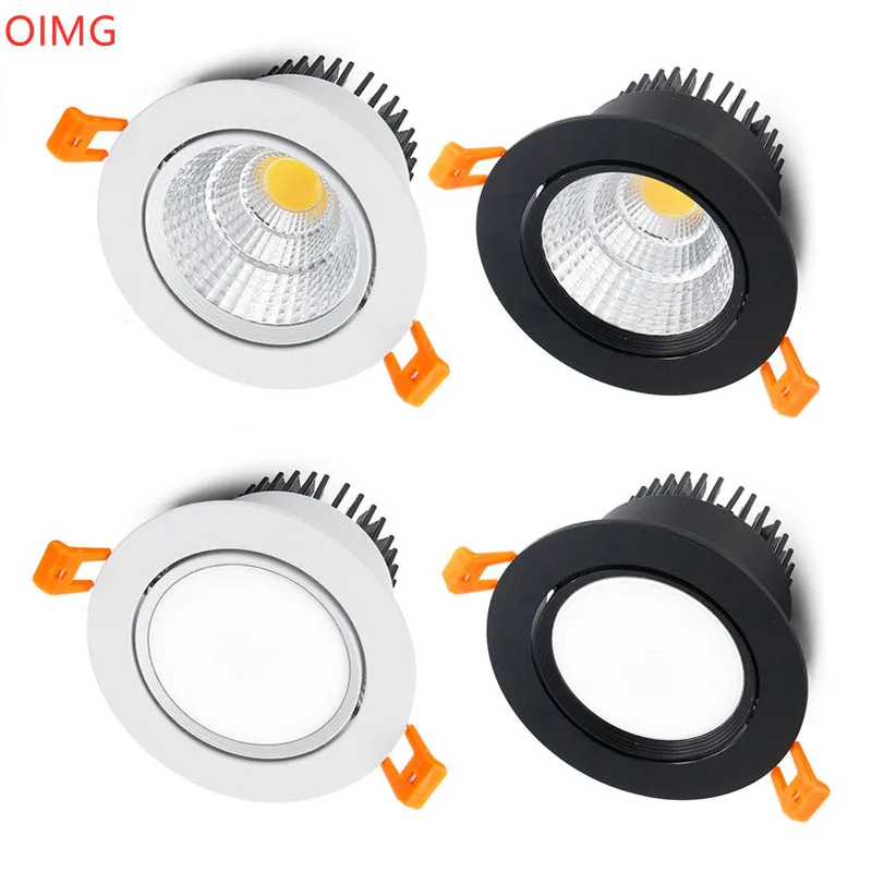 Luces LED empotradas regulables, 4 tipos, 5W, 7W, 9W, 12W, 15W, 18W, COB, lámpara de techo, focos redondos de AC110-220V