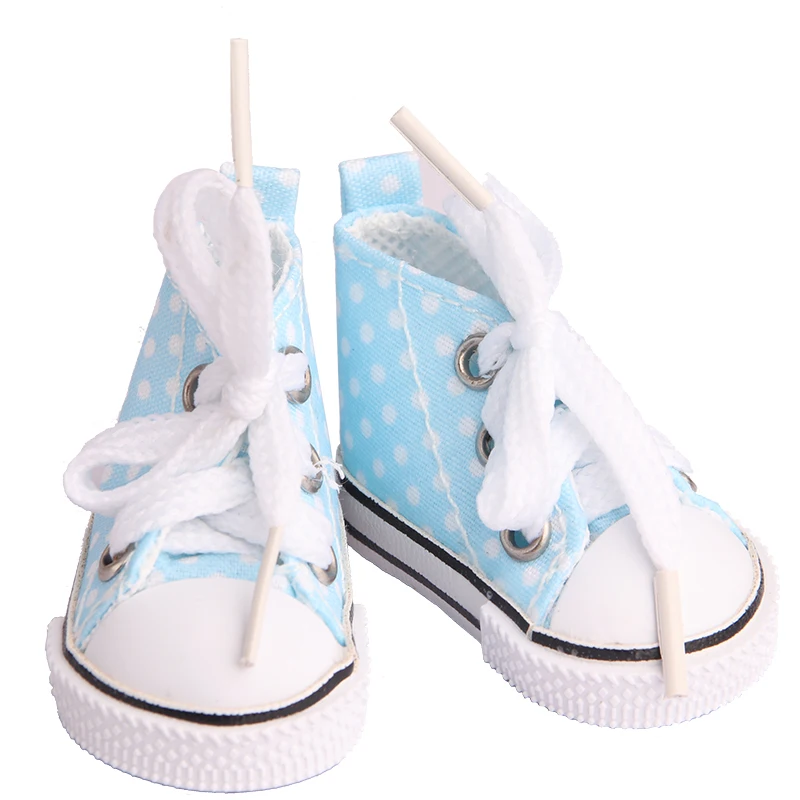 Zapatos de lona de 5cm para muñeca EXO Nancy hechos a mano, Mini zapatos de lona con puntos de 12 colores, zapatillas de deporte para DIY, muñeca rusa de algodón, el mejor regalo para niña