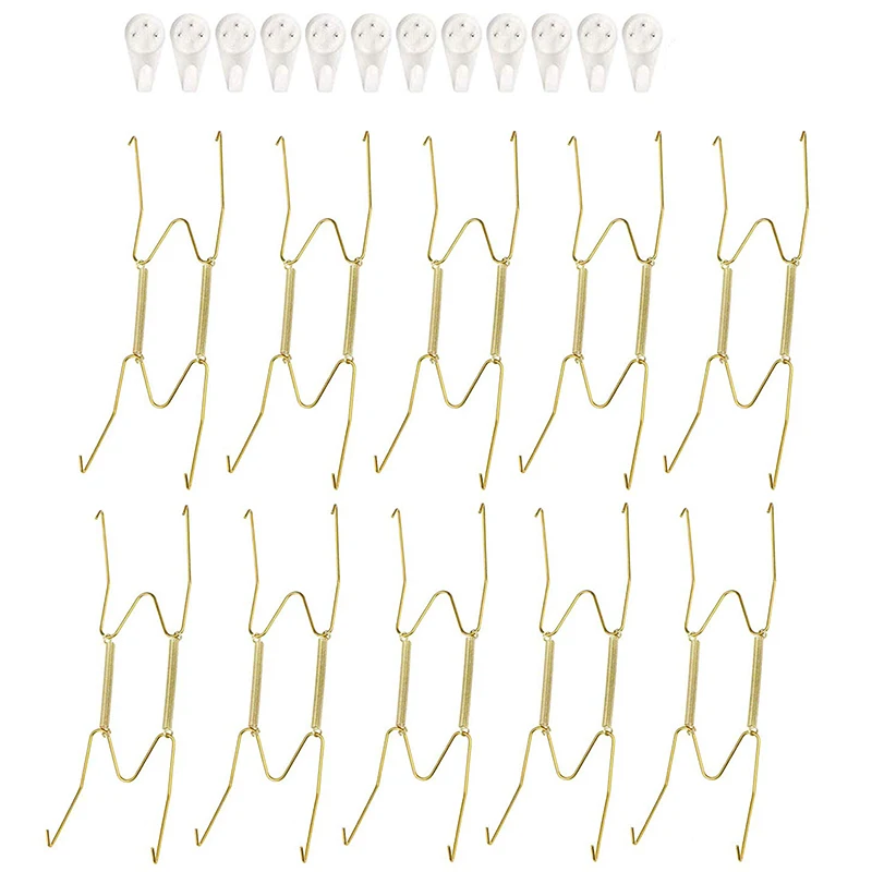 Paquete de 10 perchas de placa de pared de 6 pulgadas y 10 ganchos de pared compatibles con placas decorativas de 5 a 7 pulgadas