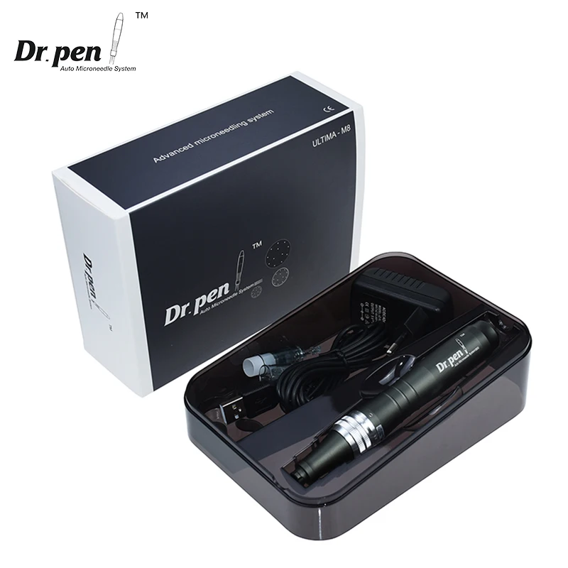 Auténtico Dr. Pen Ultima M8 Microneedling con 12 agujas, máquina de belleza inalámbrica para el cuidado facial, Derma Pen con longitud de aguja de 0.25 mm