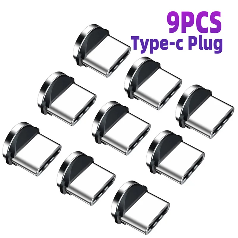Adaptador de Cable de carga para teléfono móvil, convertidor de 9 piezas, rotación de 360 grados, puntas magnéticas, piezas de repuesto, fácil de operar, duradero
