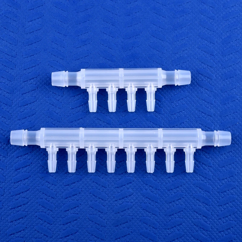 Conector de manguera PP de grado alimenticio, 8-4mm, 4 ~ 10 vías, tanque de Acuario, bomba de aire, desviador de Gas líquido, junta de Pagoda de riego de jardín, 1 ~ 50 piezas