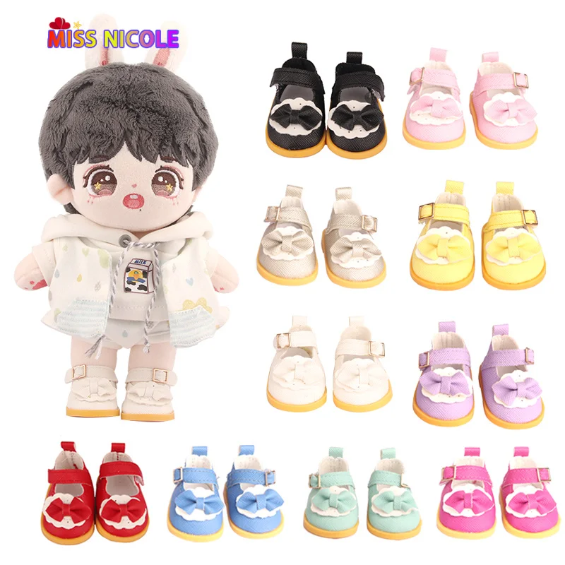 Zapatos de muñeca de algodón de 5 cm aptos para muñecas de 20 cm y 14 pulgadas, Mini zapatos de muñeca con cordones de cuero Pu en 10 colores para muñecas rusas DIY hechas a mano BDJ