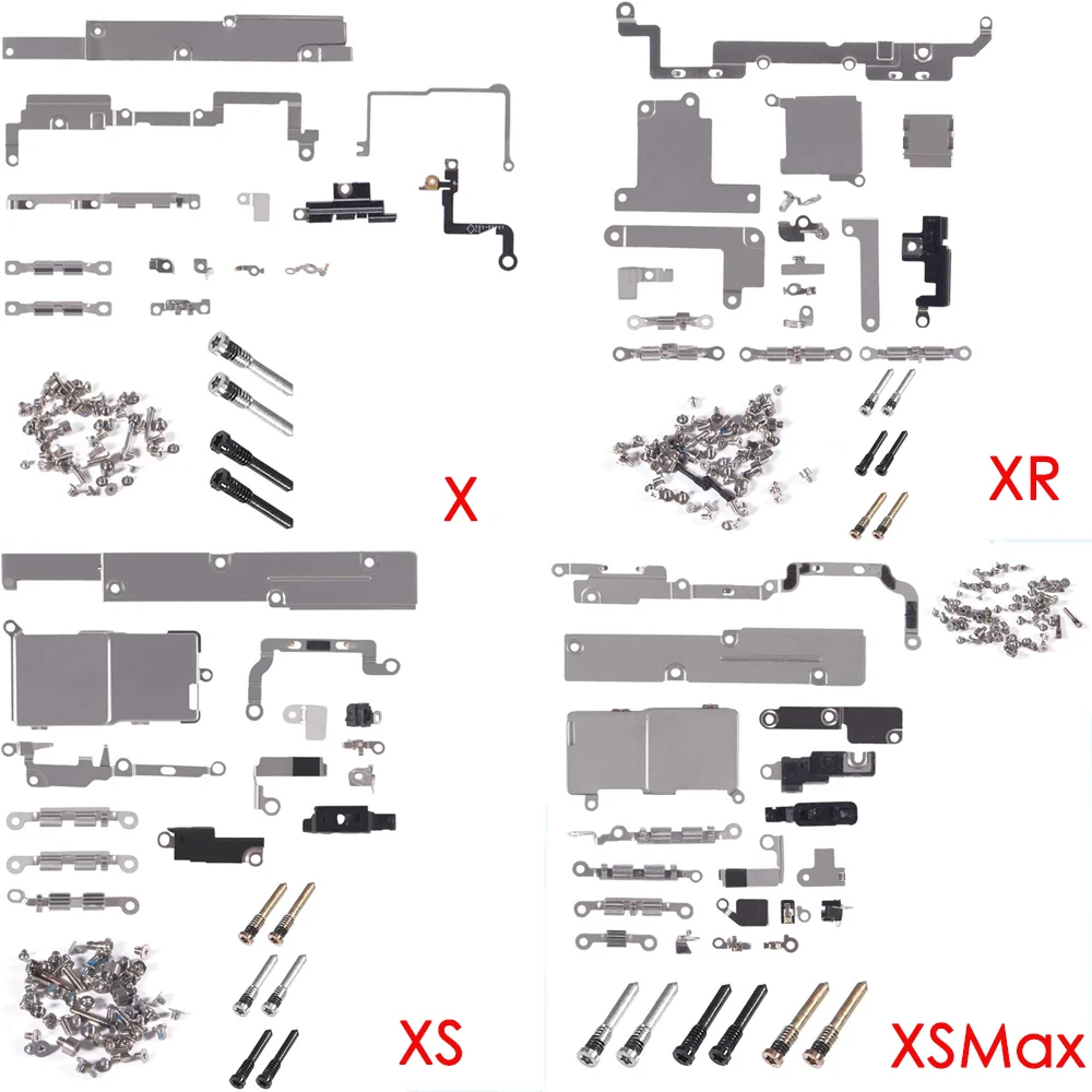 1 Juego de tornillos completos + soporte de Metal interior para iPhone 5S SE 6 6S 7 8 Plus X XR XSMAX 11 Pro Max dentro de piezas pequeñas de hierro 1 Juego