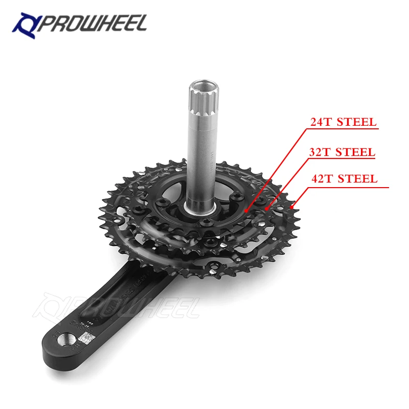 PROWHEEL-platos y bielas para bicicleta de montaña, 6/7/8/9/10/11 velocidades, manivela de 170mm, 22-30-40T, 24-32-42T, 26-36T, 28-38T
