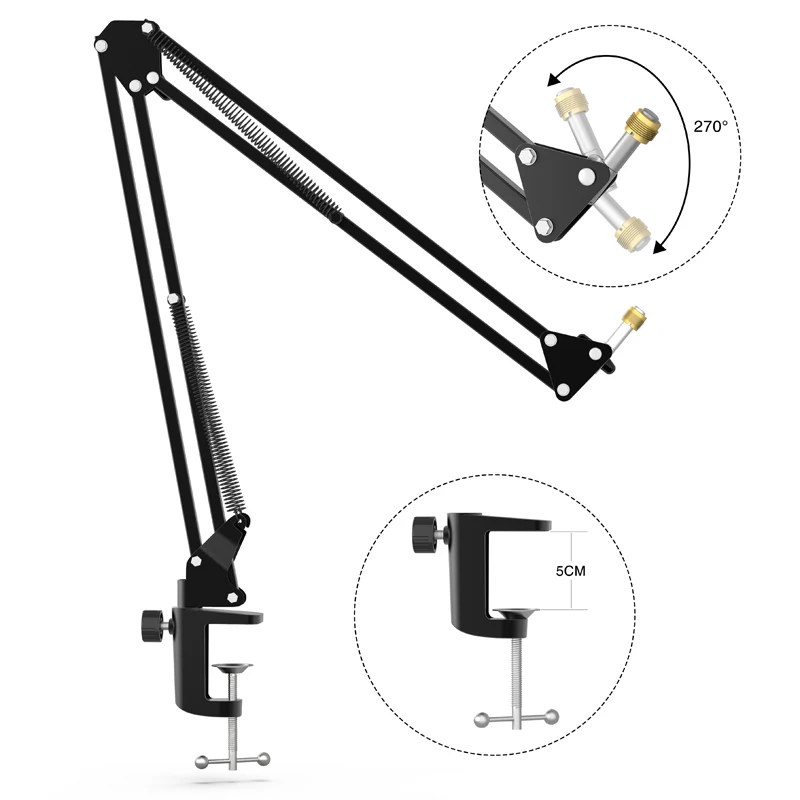 FIFINE Soporte de brazo de tijera con brazo de suspensión de micrófono ajustable para K688 K669 K670 K658 K678 K690, Ampligame A6V A8