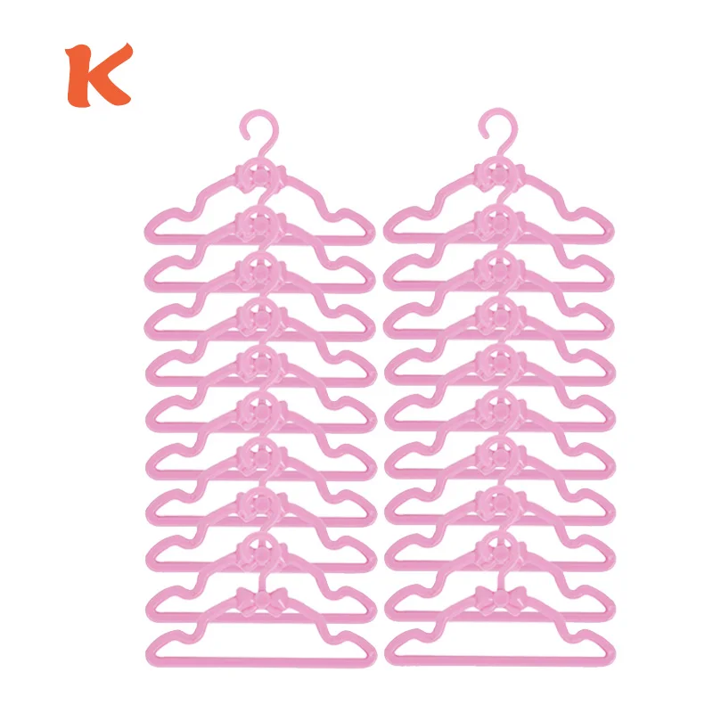 20 unids/lote perchas de plástico para muñecas lindo Mini vestido de estilo mixto accesorios de ropa para armario de muñecas de 11,5 pulgadas casa de muñecas juguetes DIY