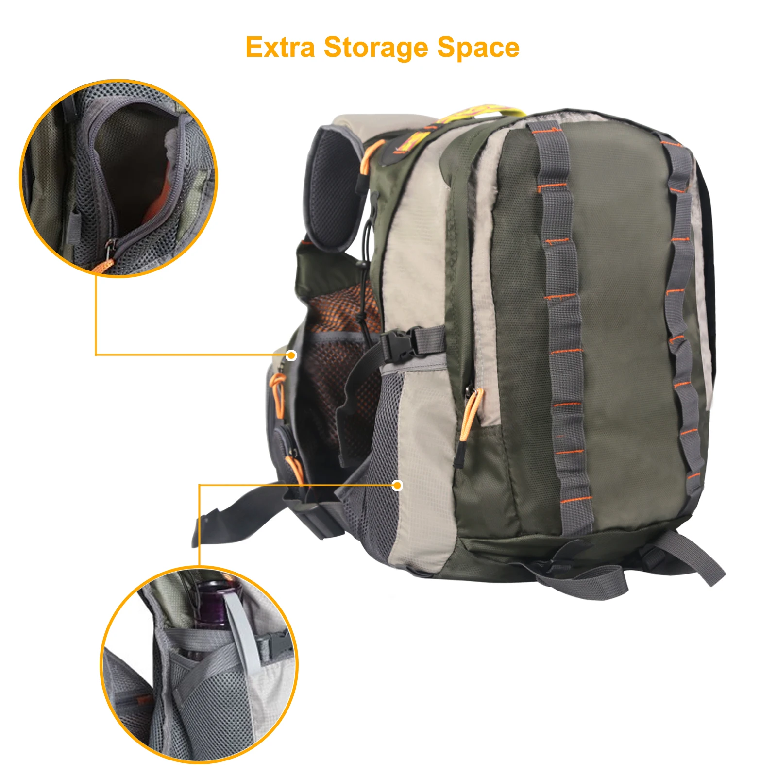 Chaleco de pesca con mosca Maximumcatch con bolsillos multifunción, mochila de pesca de tamaño ajustable, bolsa de pesca