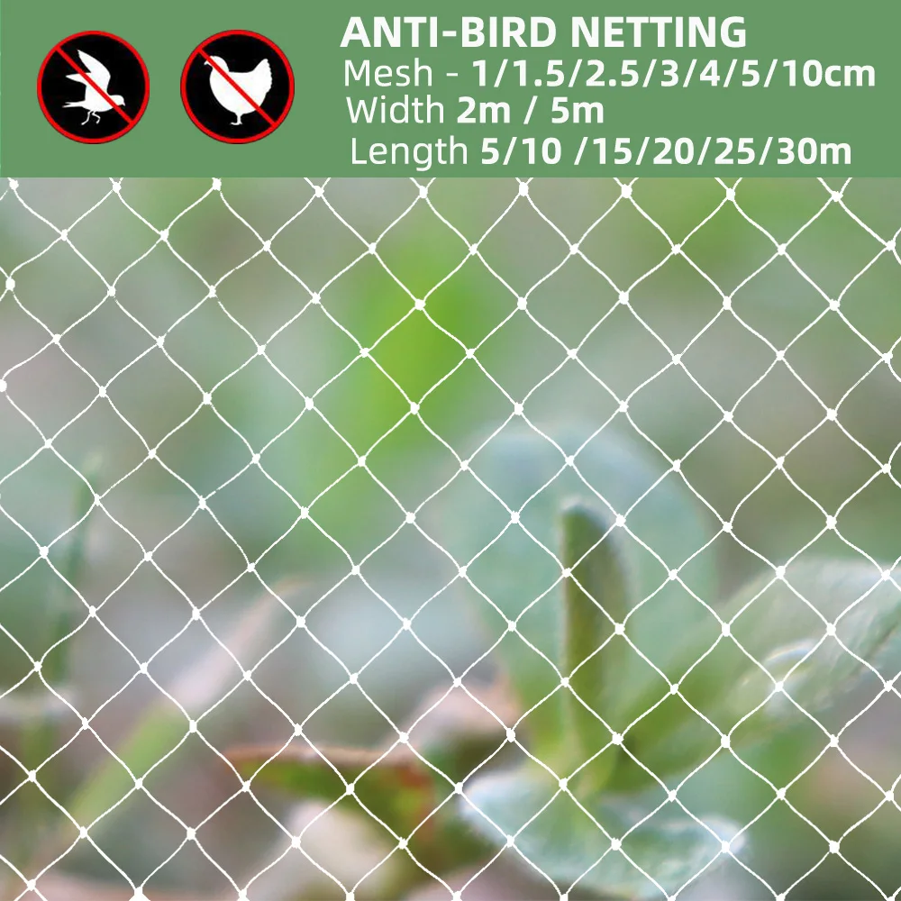 Red antiaves Extra fuerte, malla de nailon para jardín, para cultivos de frutas, plantas, árboles, cubiertas de protección reutilizables contra pájaros y ciervos